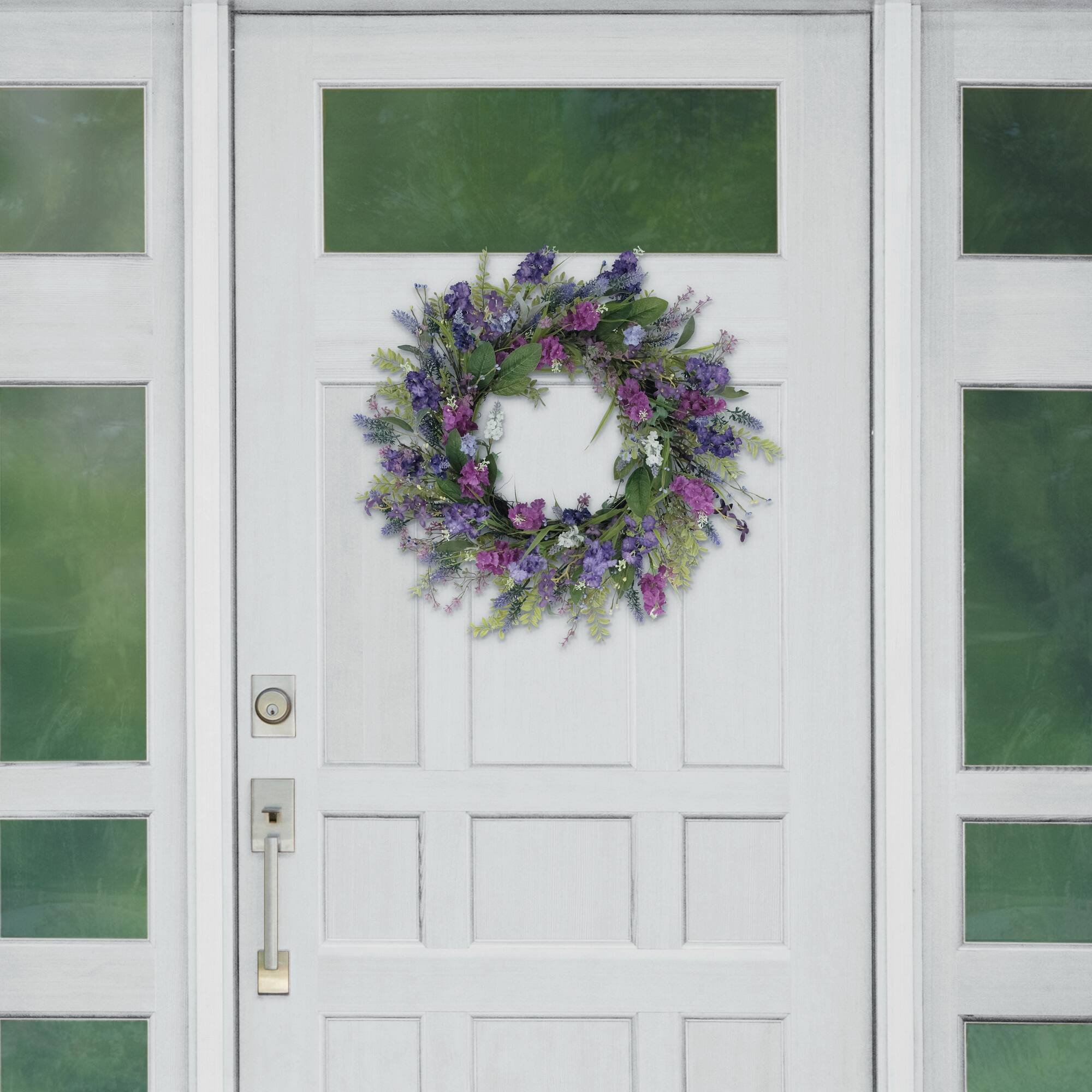 6 Pack: 24" Mixed Lavender Floral Spring Wreath